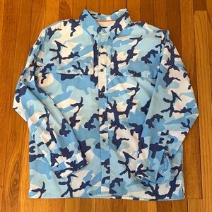 Men’s Orvis Blue Camo Fishing Shirt Size L